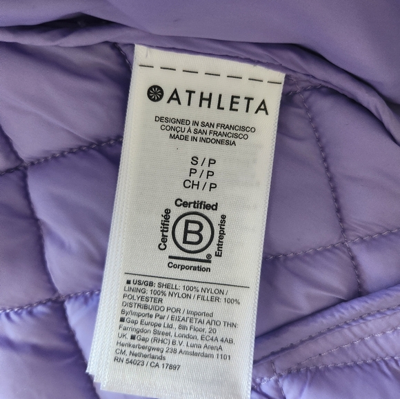 Athleta Whisper Featherless Puffer Jacket Madeira purple size Small Petite - Picture 7 of 9